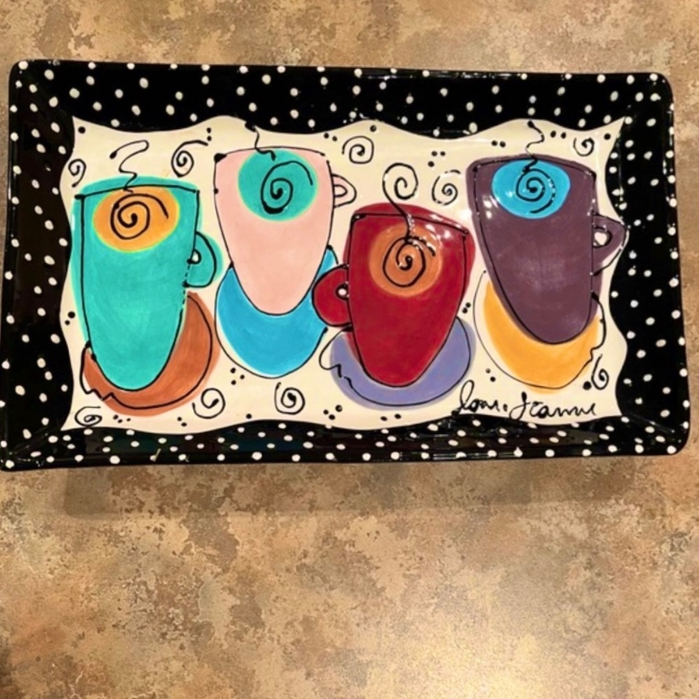 Price Drop💦Joanne Delomba POP ART Ceramic Tray~Size 15.5”L x 9.25”W x 3” H~Rare